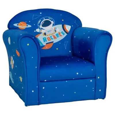 Toddler Upholstered Armchair Wooden Frame Kids Sofa Astronaut Pattern Gift Child • $71.96
