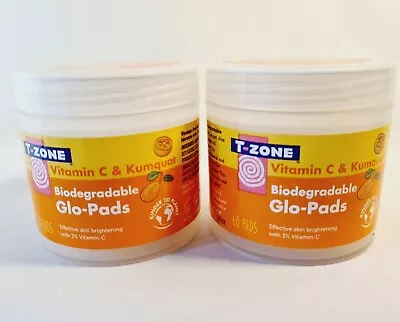 T Zone Glo-Pads Biodegradeble Vitamin C & Kumquat Cleansing Face 2 X60 Pads Pack • £12.98