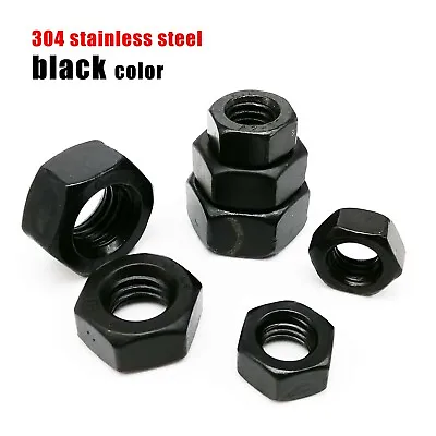 5/50pcs M1.6M2M2.5M3M3.5M4M5M6M8M10M12 Black 304 Stainless Steel Hex Hexagon Nut • $2.99