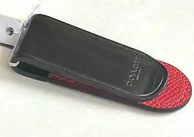 Coach Money Clip CM180 Red Leather Mens Black Antique Nickel Wallet Alternative • $36