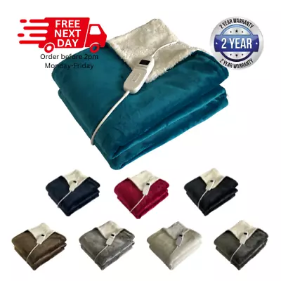 Electric Heated Throw Blanket Warm Soft Fleece (Sherpa) Fast Heat 9Levels&Timer • £39.99