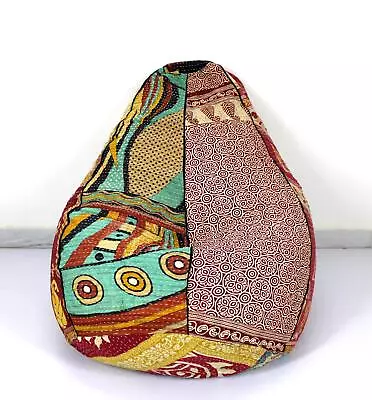 Vintage Kantha Quilt Cotton Bohemian Decorative Bean Bag Sacco Chair Ottoman • $49.99