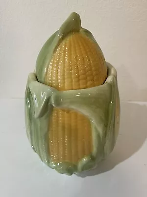 Cute Vtg Ceramic Corn Cob Canister - Happy Joe's Kewanee IL - READ Description • $34.95