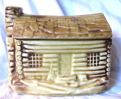 1950s Mid Century House Of Webster Ceramic Log Cabin Cookie Jar • $12