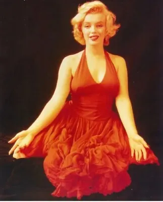 Retro 60s Style Marilyn Monroe Fire Red Halter Chiffon Dress M Sexy • $45