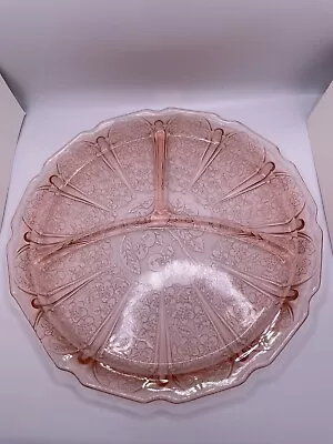 Vintage Jeanette Pink Depression Glass Cherry Blossom 9 1/4  Divided Grill Plate • $20