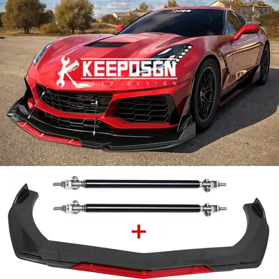 For Chevy Corvette C7 ZR1 2014-2019 Carbon Fiber Front Bumper Lip Splitter Rods • $129.88