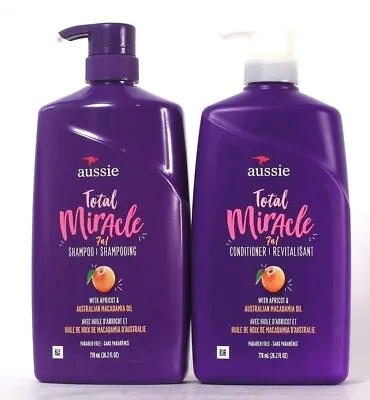 Aussie 26.2 Oz Total Miracle 7n1 Apricot Macadamia Oil Shampoo & Conditioner Set • $36.99