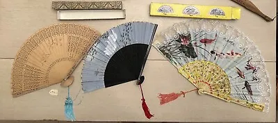 Vintage Hand Held Folding Fan Lot Of 6 Asian Mexican • $19.99