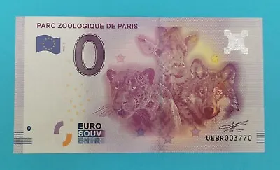 France Eurosouvenir 0 Euro Parc Zoologique De Paris   2016 UEBR003770. UNC • £8.50