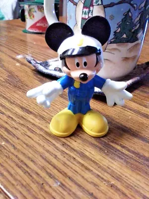 DISNEY MICKEY MOUSE 2.75  Blue Outfit W/ Helmet PVC Figure Cake Topper 🆓🎁/Luck • $1.05