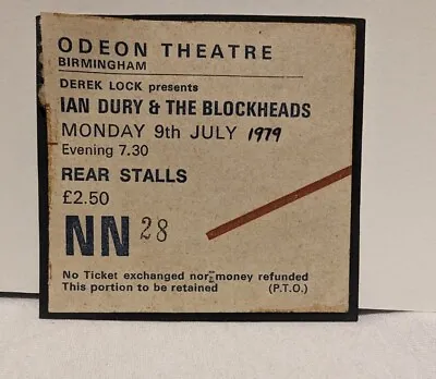 Vintage IAN DURY And The BLOCKHEADS Original 1979 CONCERT TICKET  UK • £8