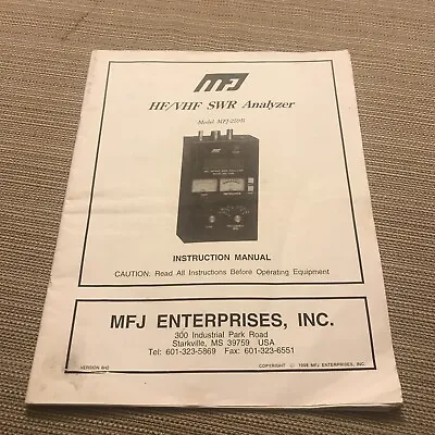 MFJ MODEL Mfj-259b HF/VHF SWR Analyzer Manual • $34.99