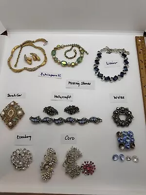 Vintage Lot Costume Jewelry Signed Missing Stones Eisenberg Weiss Schiaparelli + • $49.99