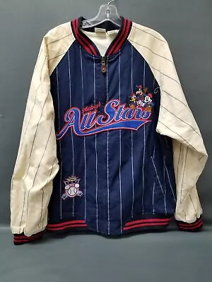 Vintage 90s Disney Store Mickey Mouse All Stars Baseball Zip Jacket Size L • $39