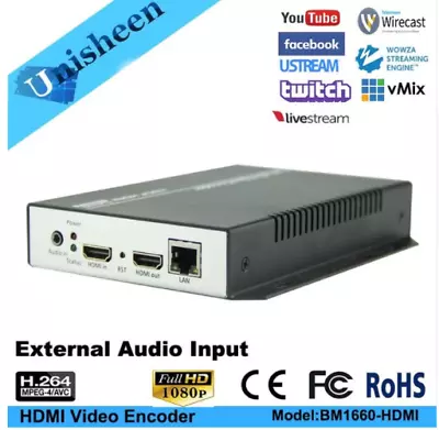 H.264 HDMI To IP Loop Video Encoder Live Streaming Device  RTMP RTSP M3U8 1080P • $165