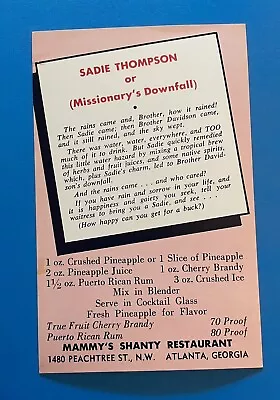 Atlanta Georgia Mammy's Shanty Sadie Thompson Or Missionary’s Downfall Recipe • $8