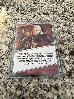 Game Of Thrones Iron Anniversary Series 2 E2 Daenerys Targaryen Metal Card • $44.95