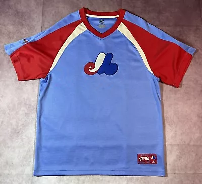 Montreal Expos Cooperstown Collection MLB Baseball Jersey Shirt Sz Large Blue • $44.99