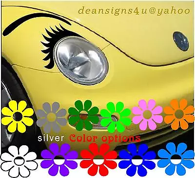 VW Bug Beetle Any Car Eyelashes & BROW Headlight Volkswagen Decal Bonus USA • $30.29