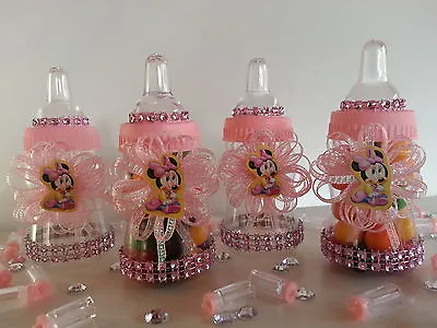 Minnie Mouse | 12 Pink Bottles Favors Prizes | Baby Shower Decoration | Girl • $18.99