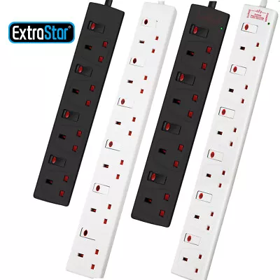 £11.99 • Buy Mains Extension Lead Individual Switch UK Plug Sockets 1m 2m 3m 5m Cable 4/6 Way
