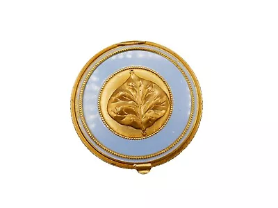 Vintage Blue Enamel & Brass Mesh Powder Compact 3  Made In USA (751) • $16.15