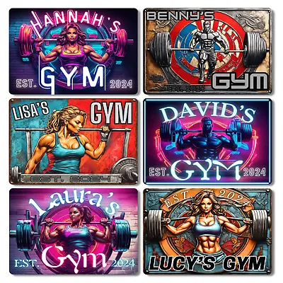 Personalised Gym Metal Sign Neon Effect Wall Plaque Home Decor House Name Custom • £5.99