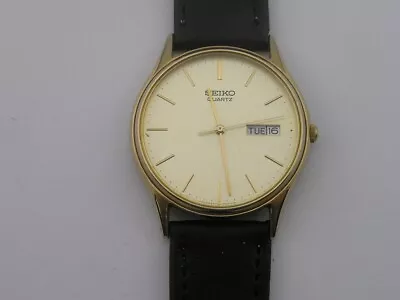 Vintage Seiko Dress Watch Gold Dial Day/Date 1980's 6533-8019 • $25