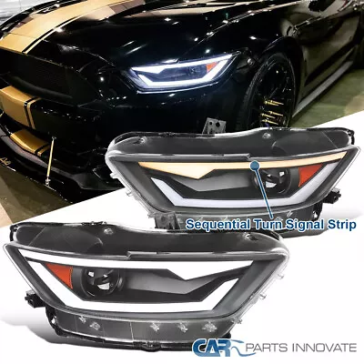 Black Fits 2015-2017 Ford Mustang HID Projector Headlights Switchback LED Signal • $458.95
