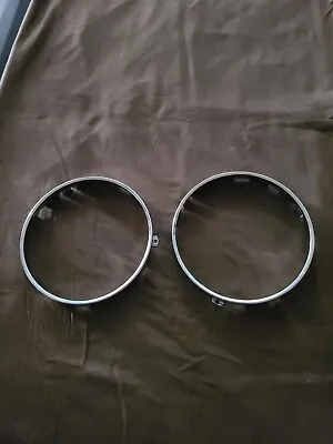 VINTAGE PAIR VW HELLA SB12 CHROME HEADLIGHT RINGS- VW Beetle Bus Ghia Type 3 • $54