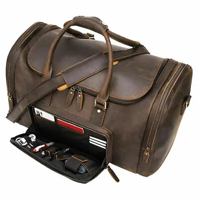 $138.60 • Buy Full Grain Leather Luggage Duffel Gym Bag Travel Bag Holdall Carry On Suitacase
