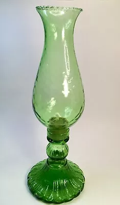 VTG Green Hurricane Glass Candle Holder Mid Century Modern Empoli Green Glass • $34.98