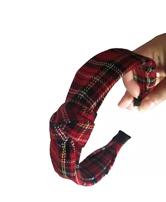 Classic Red Tartan Knotted Headband  Alice Hairband Tartan Hair Accessories • £5