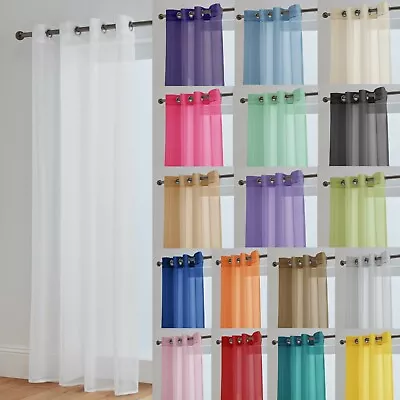 £5.95 • Buy Voile Curtains With Eyelet Ring Top Heading - Net Voile Curtain - Lucy Panel
