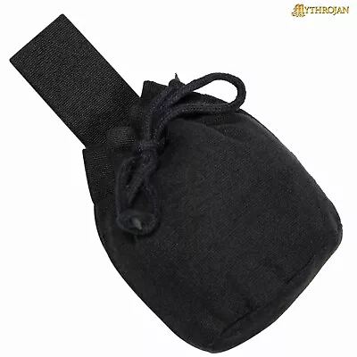 Medieval Belt Pouch Renaissance Reenactment Cosplay SCA Waist Bag Canvas Black • $24.99