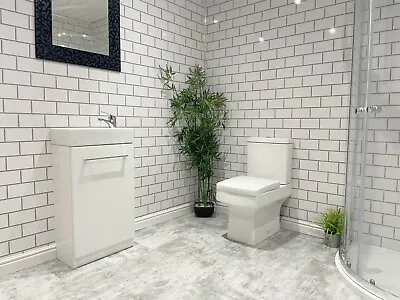 £0.99 • Buy White Metro Tile Effect Bathroom Shower Wet Wall Panels PVC Cladding Kitchen