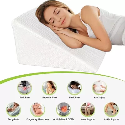 Large Acid Reflux Flex Support Bed Wedge Pillow With Luxury Cover 20 X18 X11  • £16.99