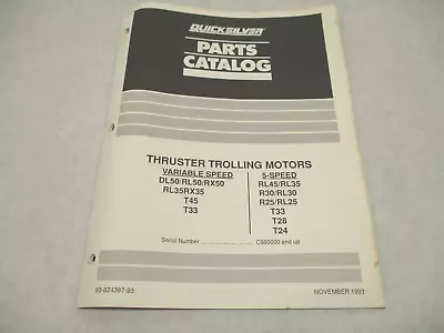 1993 Quicksilver Outboard Parts Catalog For Mercury Thruster Trolling Motors • $14.75