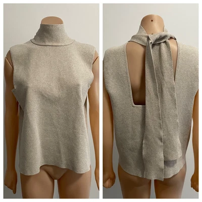 $69 • Buy Scanlan & Theodore Crepe Knit High Neck Tie Top Size M