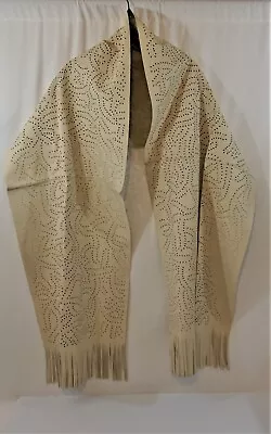 Bajra Leather Large Wrap Shawl Scarf Fringe Camel 92  X18.5  • $149.99