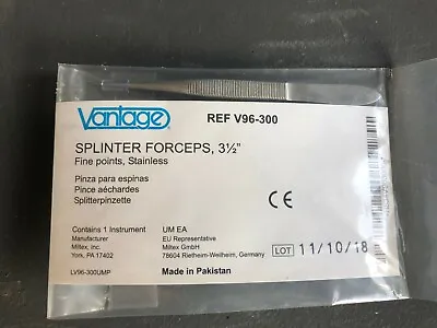 Integra Miltex Vantage V96-300 3-1/2 Inch Splinter Forceps Fine-point Stainles • $5.99