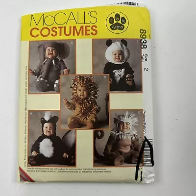 McCalls Costume Pattern 8938 Elephant Panda Skunk Lion Monkey Toddler 2 UNCUT • $7.99