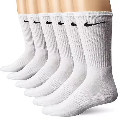 Nike Cushioned Dri-FIT 8-12 Socks - 6 Pairs White (SX7666-100) • $19.99