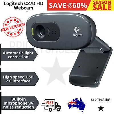 Logitech C270 Laptop Or Desktop Webcam HD Built-in Mic Widescreen Plug And Play • $96.64