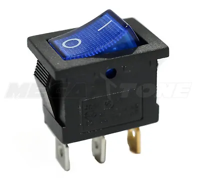 SPST KCD1 Mini Rocker Switch W/Illuminated BLUE Lamp On-Off 6A/250VAC USA SELLER • $2.39