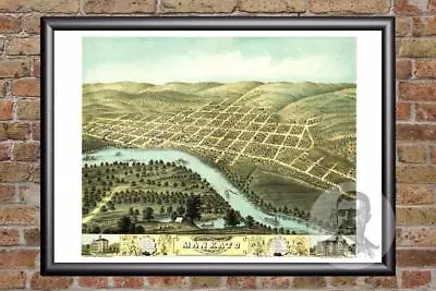 Vintage Mankato MN Map 1870 - Historic Minnesota Art - Old Victorian Industrial • $59.99