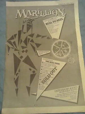 Marillion Tour /album Original Music Sounds Magazine Advert 1984 Vintage Poster • £2.99