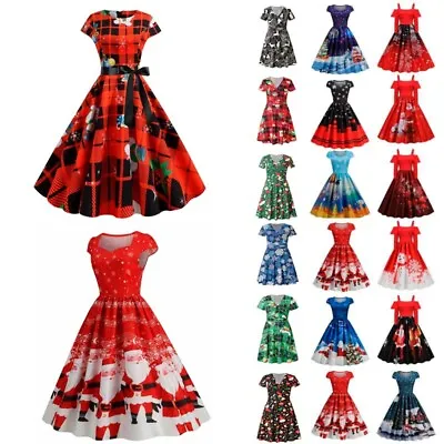 $36.78 • Buy Womens Summer Christmas Dress Rockabilly Party Skater Swing Dresses Plus Size ❀❀