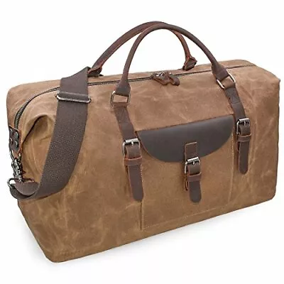 Mens Travel Holdall Duffle Bag Leather Weekend Overnight Bag Waterproof Large • £47.73